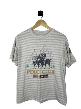 Vintage International Polo Club Tee Striped 90s Large Made in USA